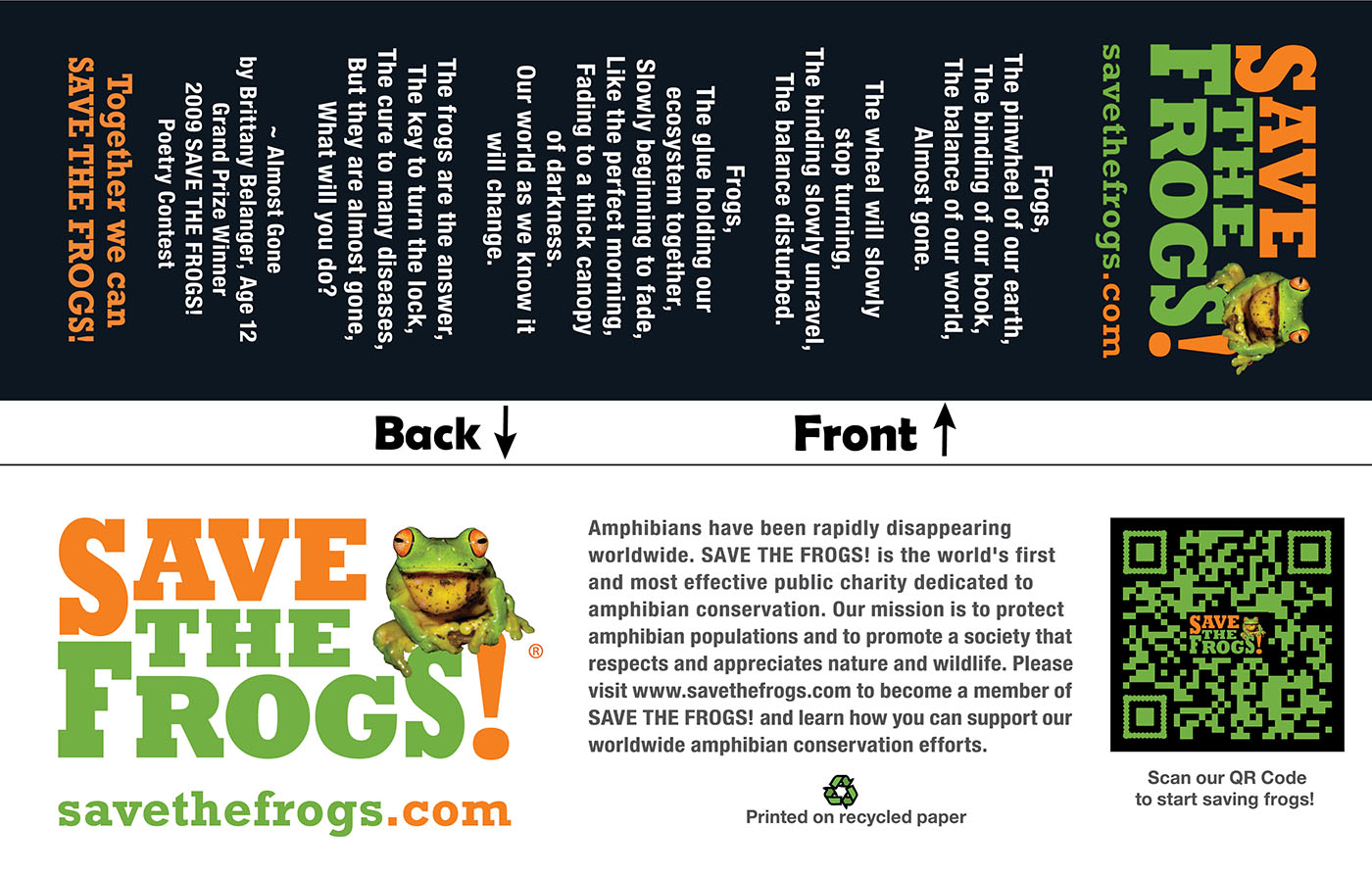 Bookmarks Save The Frogs Poetry