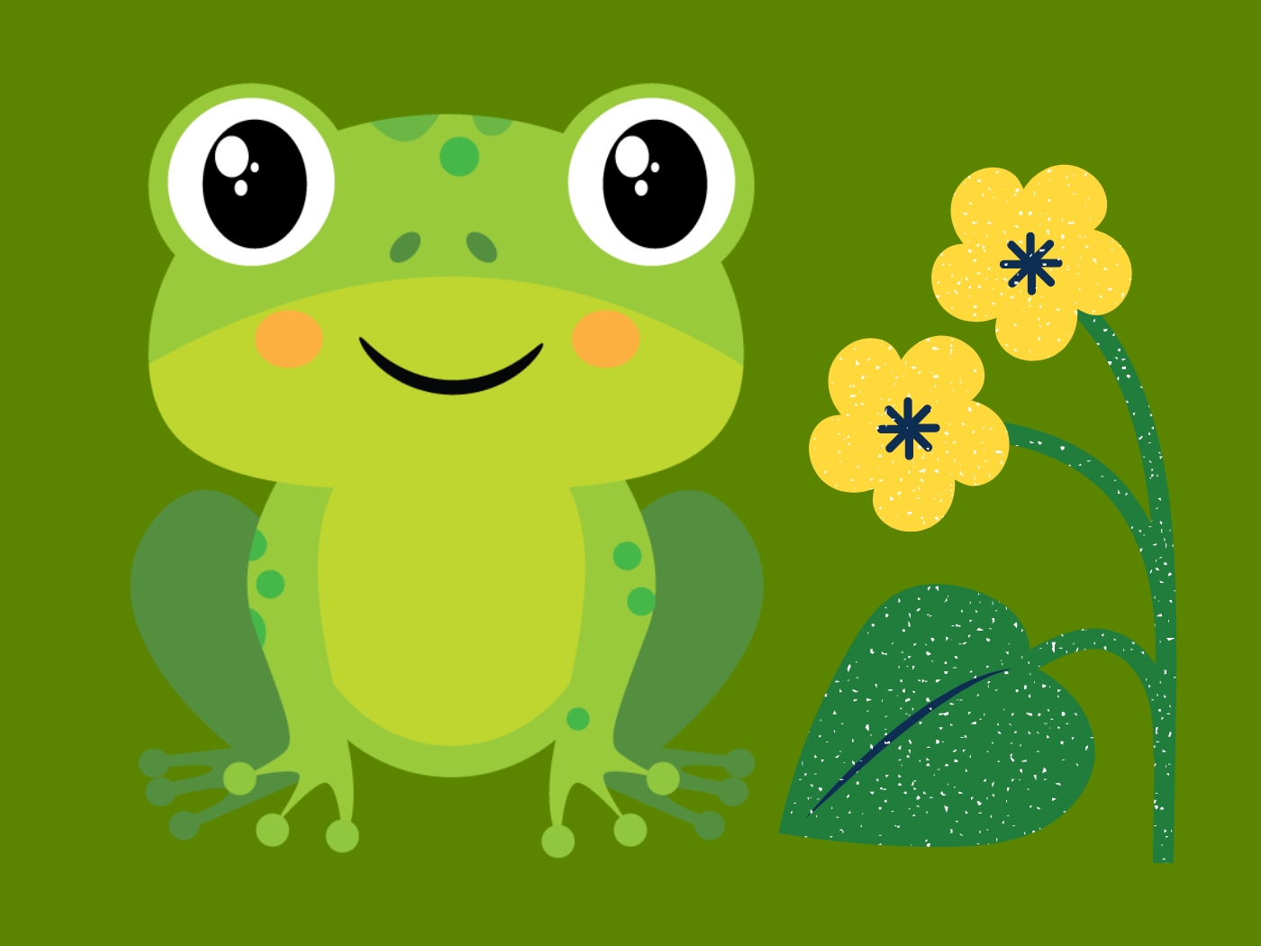 Just A Frog And Flowers