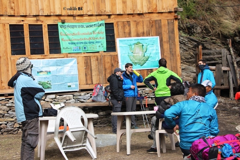 manaslu Tourists being a part of our workshop in Dyang Bihi biraj shrestha
